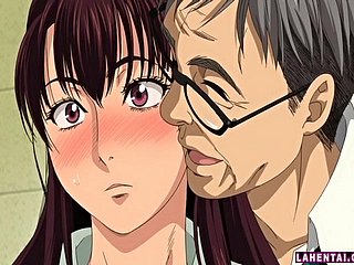 Big titted hentai brunette rides