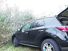 Mature old woman fucks surrounding enclosing holes alfresco