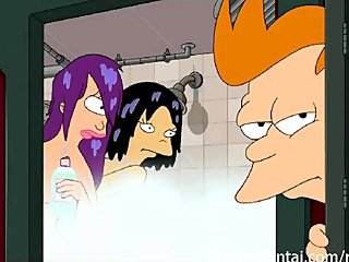 Futurama Hentai - Shower threesome